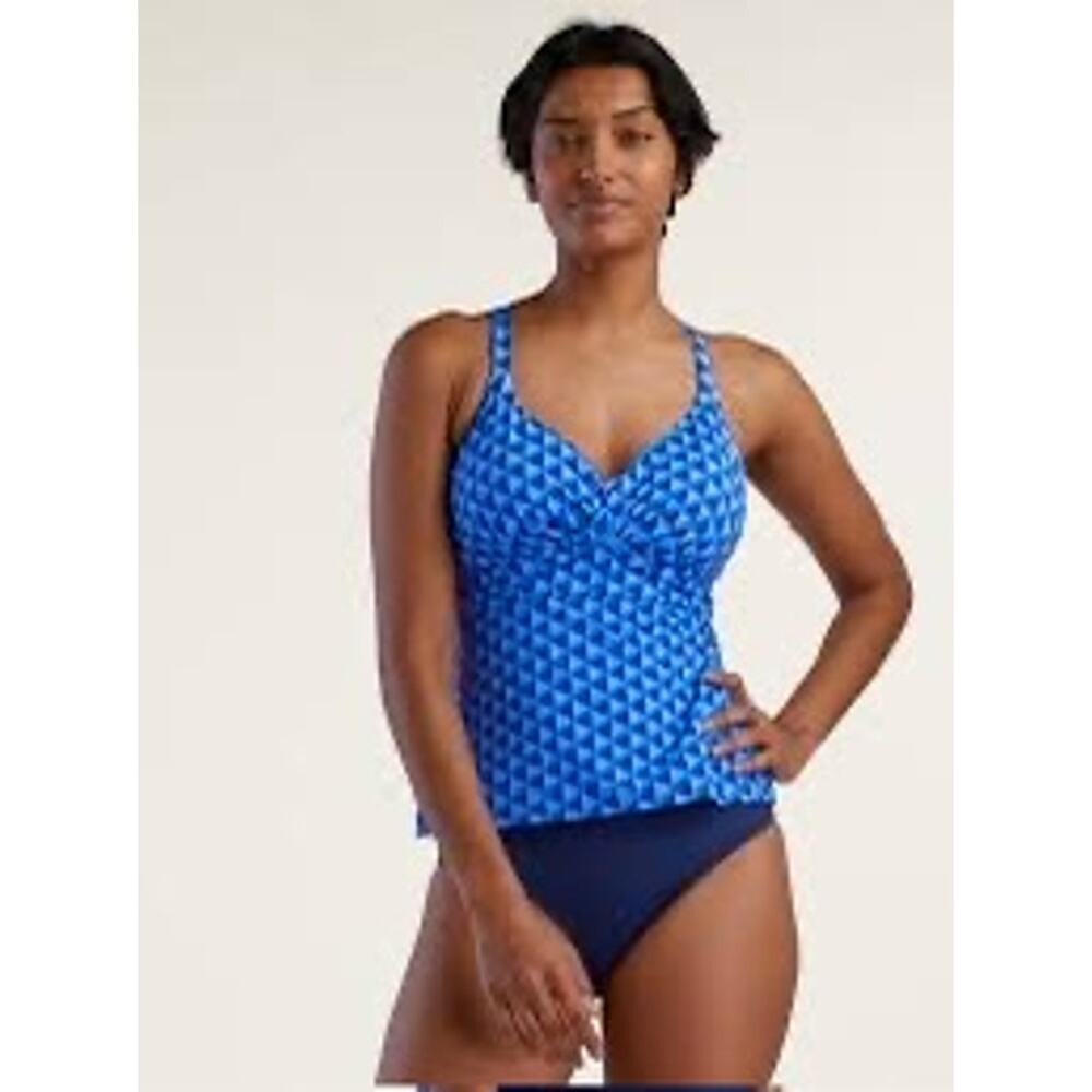 Title Nine Metis Underwire Tankini Swim Top - Cebu Size 38D Blue *EUC